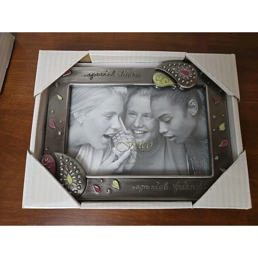 Lot of 4 MCM Silver Gold Tone Picture Frames FETCO 4x6 3x5‎ New
